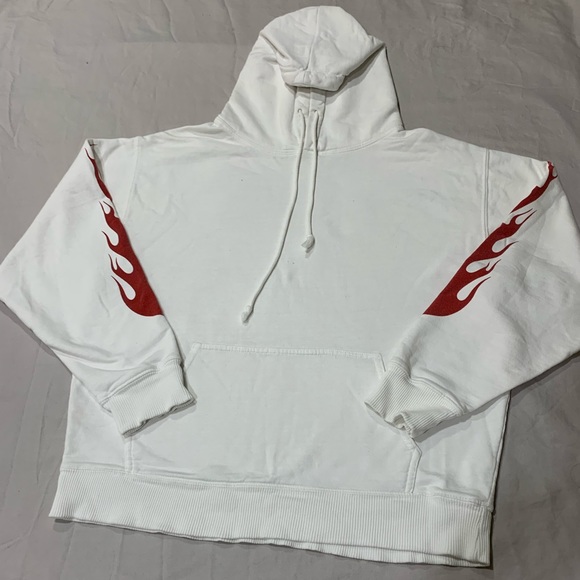 Brandy Melville White Ted Flame Christy Hoodie - Picture 4 of 8